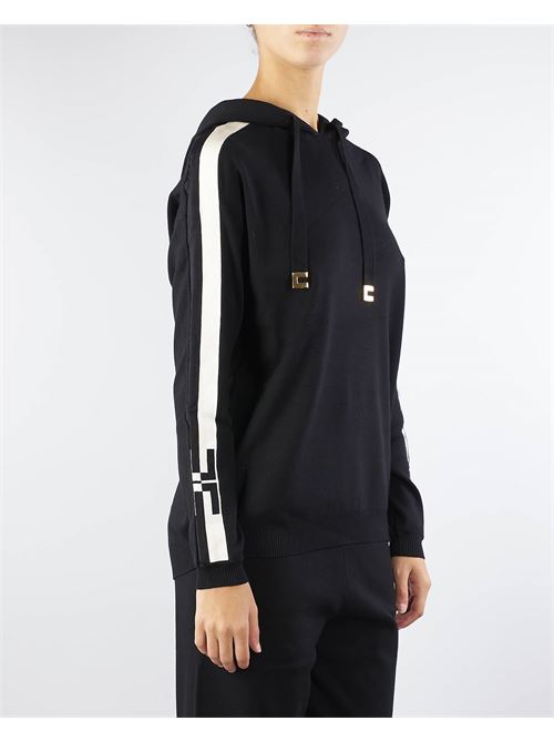 Viscose hoodie with logo bands Elisabetta Franchi ELISABETTA FRANCHI | Sweater | MK54S46E2685